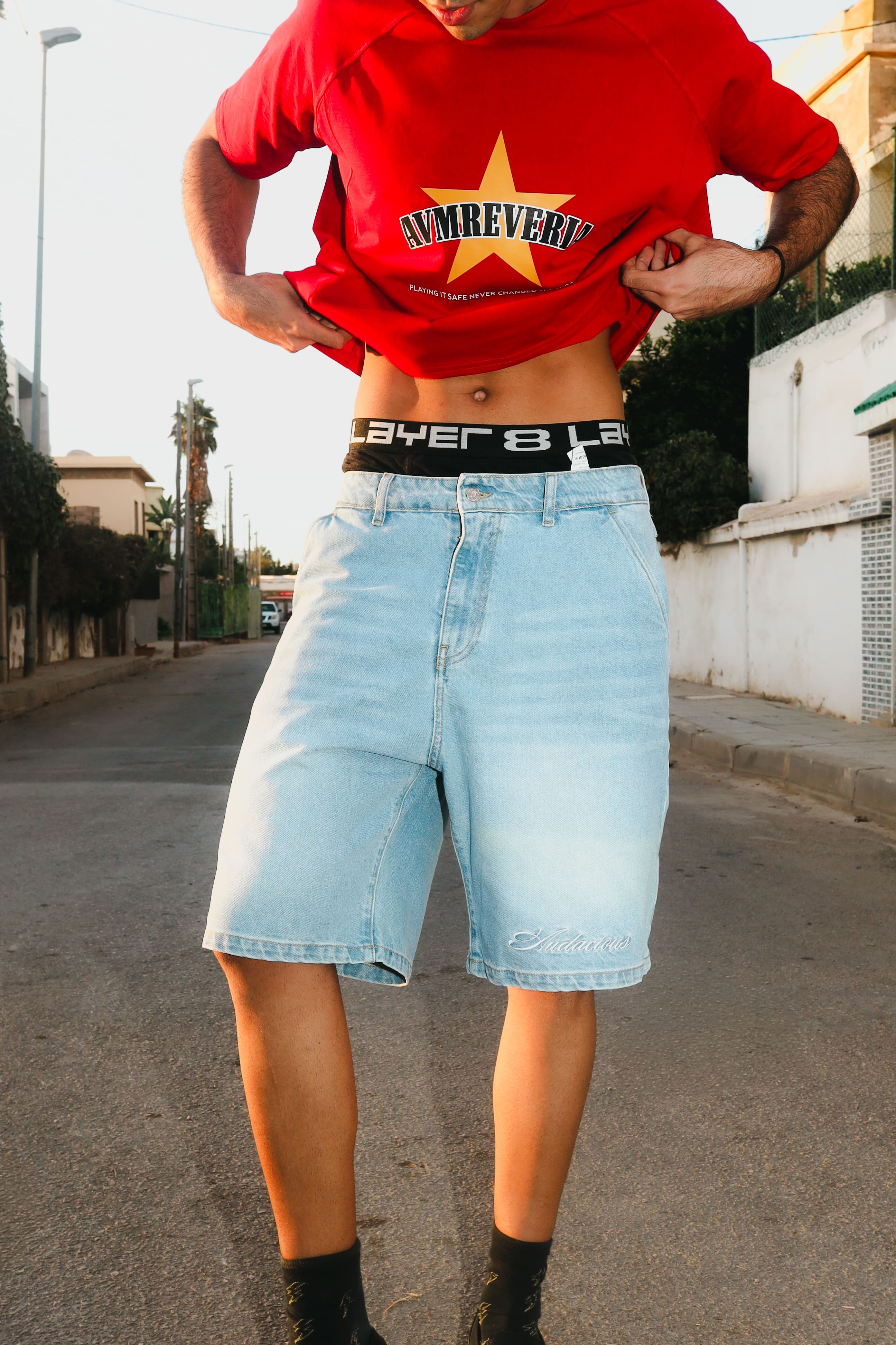 Baggy Denim Shorts - Flat view