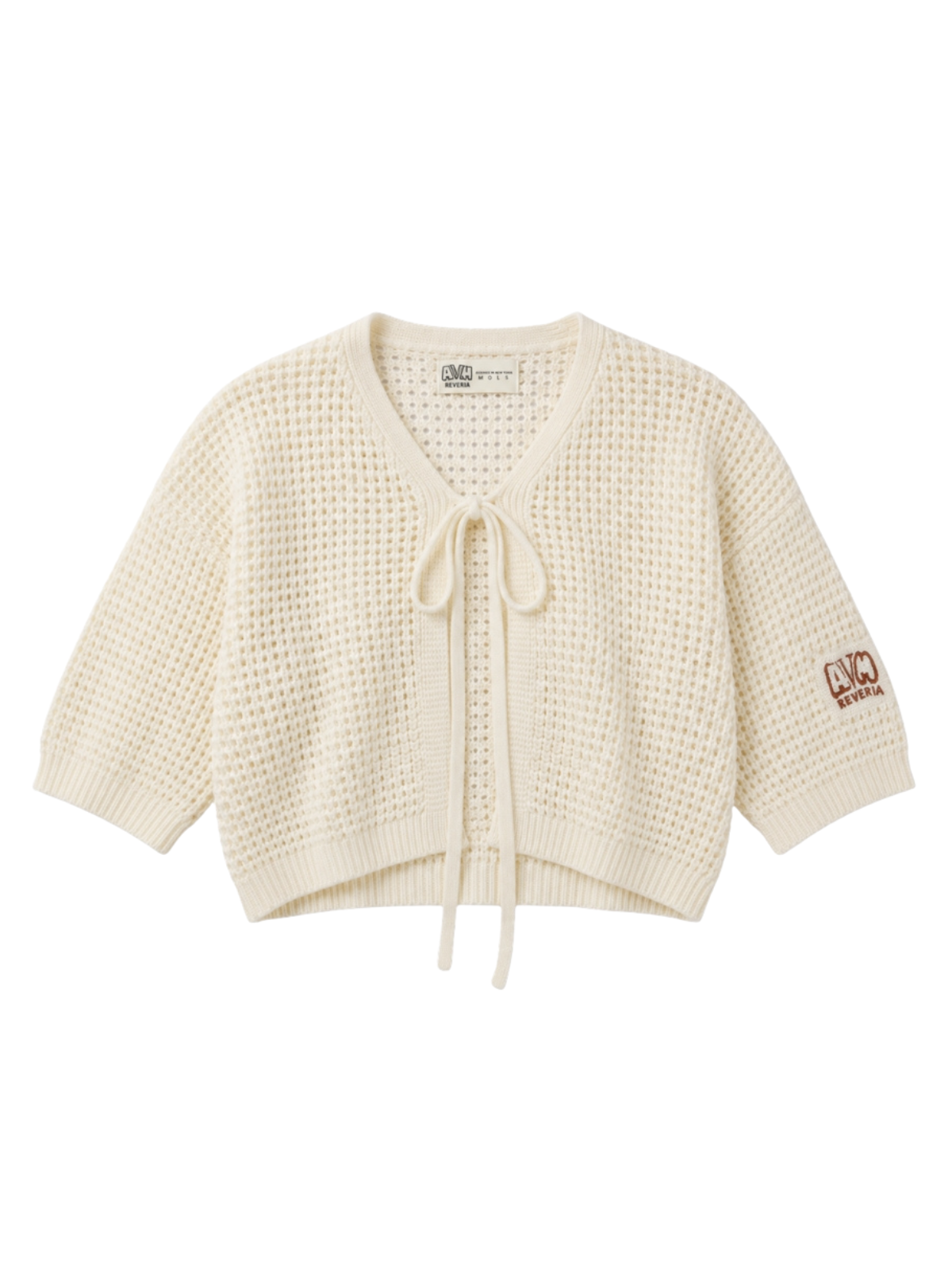 Lace-Up Knit Top 2/3 Sleeve. - view 1