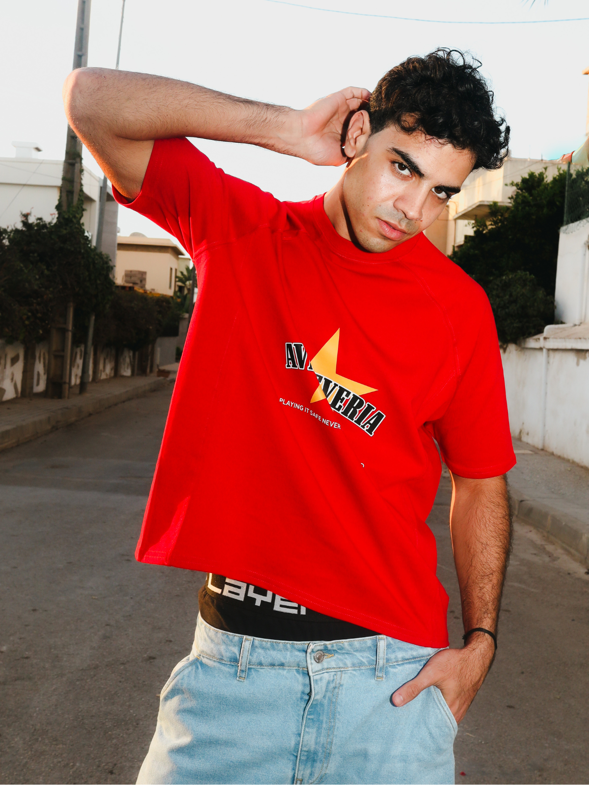 Red tee nothing to lose - Flat view