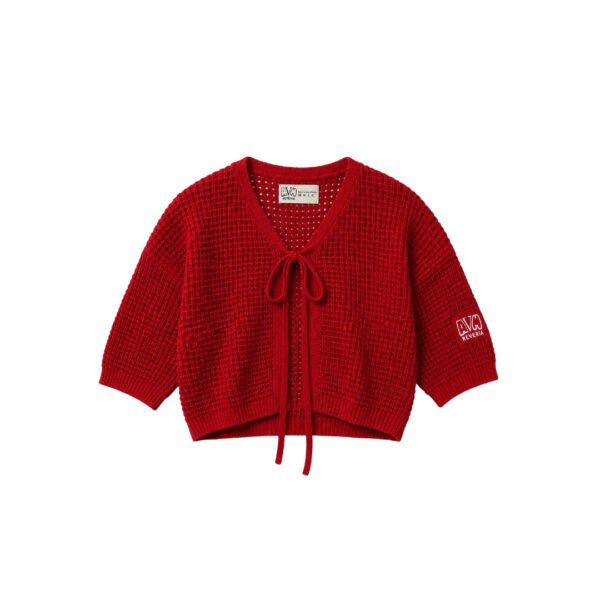 Red Ribbon Knit Top